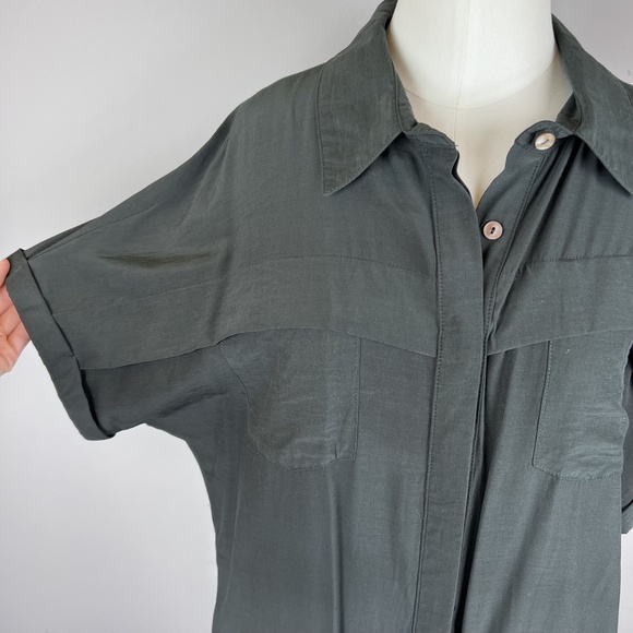 Flawless, Midi Charcoal Button Down Black Dress, Small - Picture 8 of 13